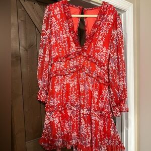 V neck open back dress